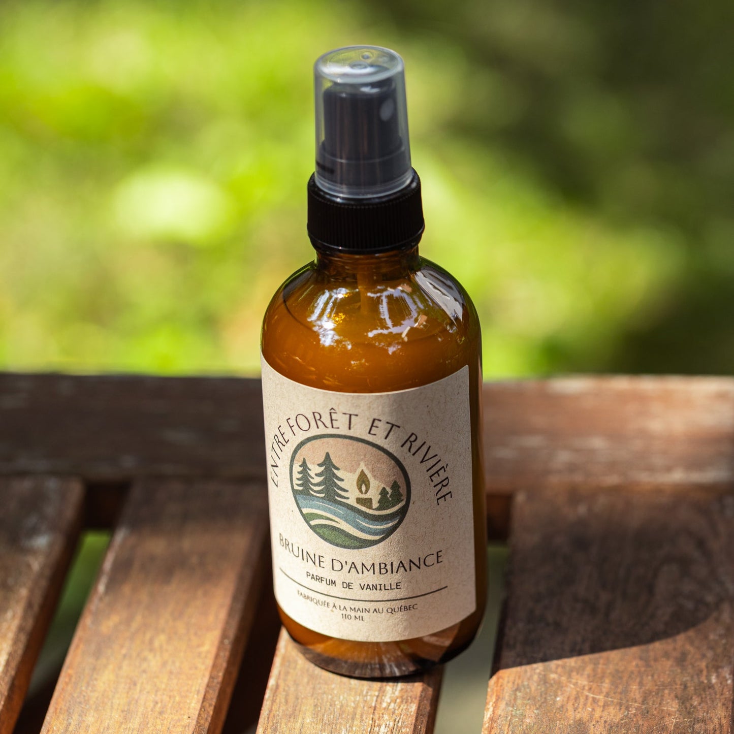 Bruine d'Ambiance Vanille • Vaporisateur et Contenant de Verre Ambré 110 ml • Fabriquée au Québec