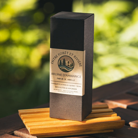 Bruine d'Ambiance Vanille • Vaporisateur et Contenant de Verre Ambré 110 ml • Fabriquée au Québec